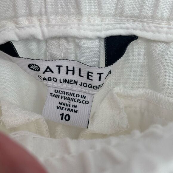 Athleta Cabo Linen Jogger Travel Pants In Calla Lilly Size 10 NWT - Picture 4 of 11